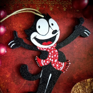 Felix vakantie handgeschilderde houten ornament-retro collectie decor-kat ornamenten-klassieke cartoon kunst-grappige kat-cartoon Felix-vintage kerst