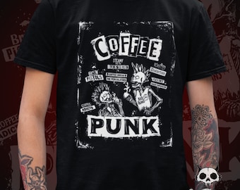 Coffee Punk T-Shirt Poster Style-Punk Bands Unisex Shirt-Coffee Lovers-Punk Lovers-Graphic Tee-Coffee Puns-Band Puns-Punk Tee-Graphic Tee