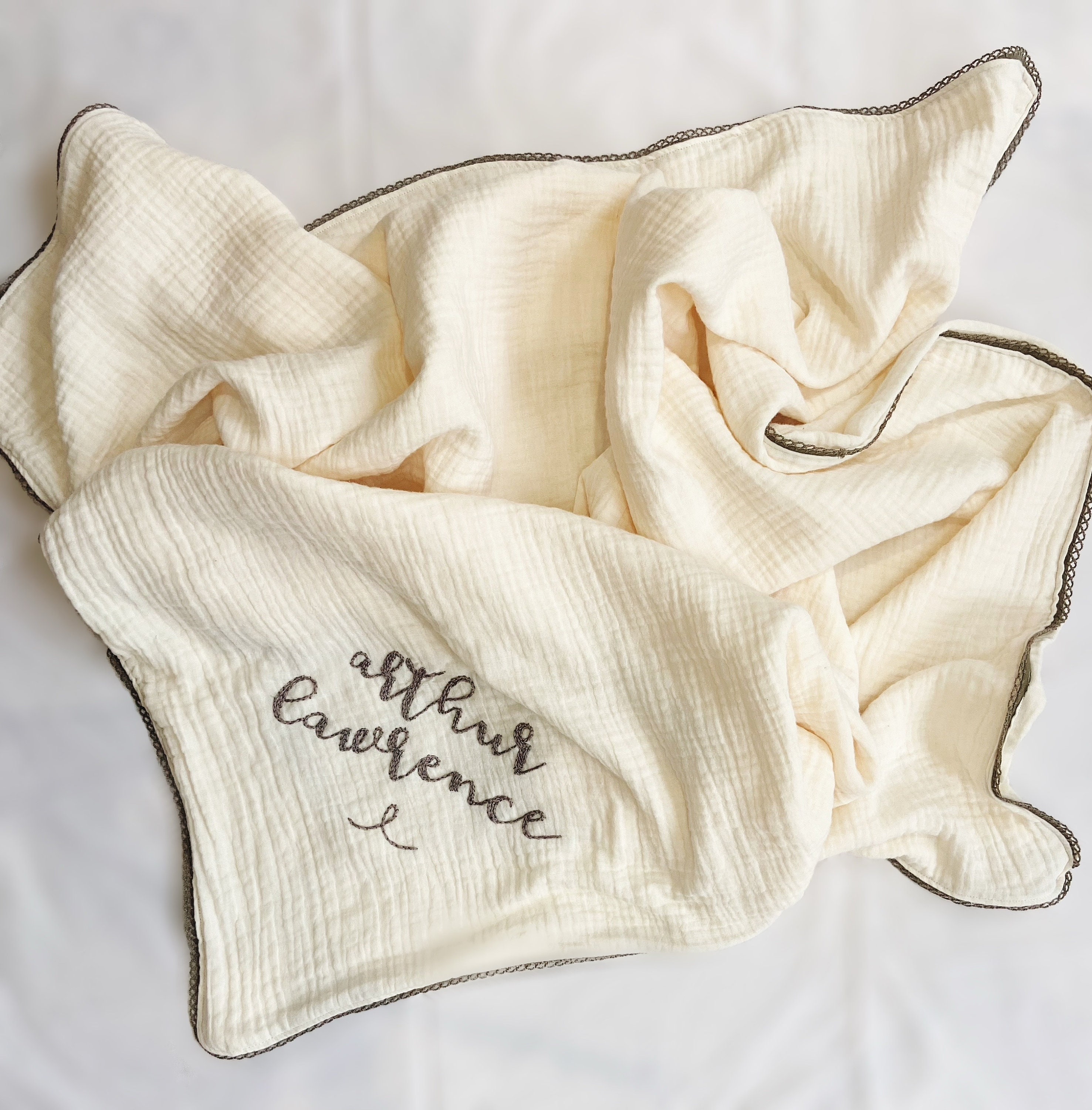 Embroidered Newborn Baby Blanket Baby Muslin Blanket Swaddle Etsy