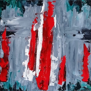 Abstract Painting Hand Made in Oil Modern Art 12x12&quot; One of a Kind Impasto Original Artwork