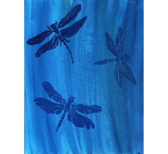 Dragonflies Oil Painting Insects Original Painting Dragonfly Art 9 by 12 22.9x30.5cm by IreneArtGallery Dragonfly Wall Art