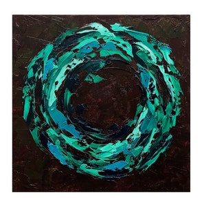 Abstract Painting Galaxy Artwork Original Oil Painting 10x10&quot; Impasto Modern Wall Art