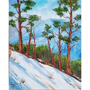 Mountain Firs Oil Painting: Original Landscape Wall Art (11x14)