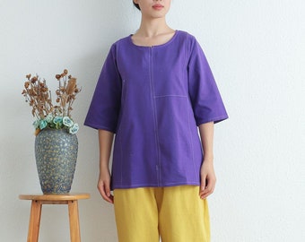 Summer Cotton Tops Women's Shirt Buttons Half Sleeves Blouse Casual Loose Kimono Customized Shirt Top Plus Size Clothes Linen blouse