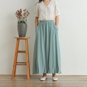 Summer Cotton Skirt Casual Loose Skirts A-line Pleated Elastic Waist Skirt Flared Midi Skirts Customized Plus Size Skirt Boho Linen Skirt