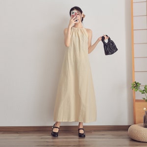 Women Summer Dress Cotton dresses Sleeveless Maxi dress long Sundress loose casual Shift Dress Customized plus size Linen Holiday dress