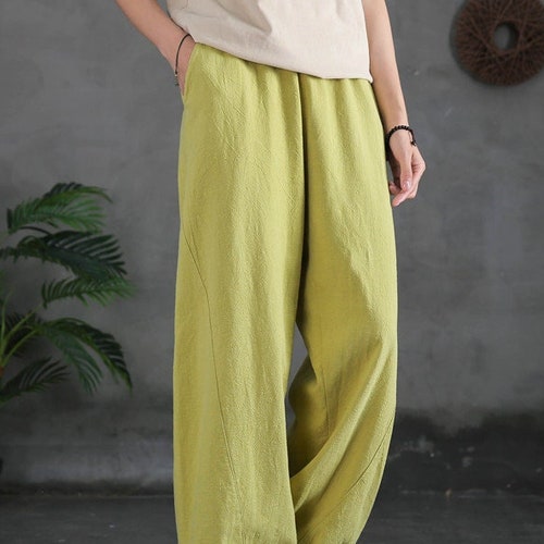 Women Elastic Waist Cotton Pants Soft Casual Loose Large Size - Etsy