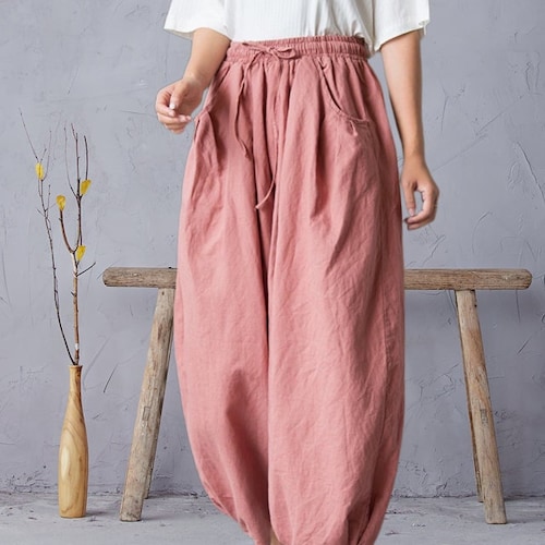 elasticated waist cotton ladies trousers