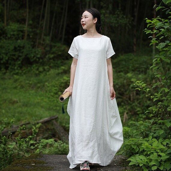 Women Cotton Dress Summer Dresses Short Sleeves Maxi Dress - Etsy