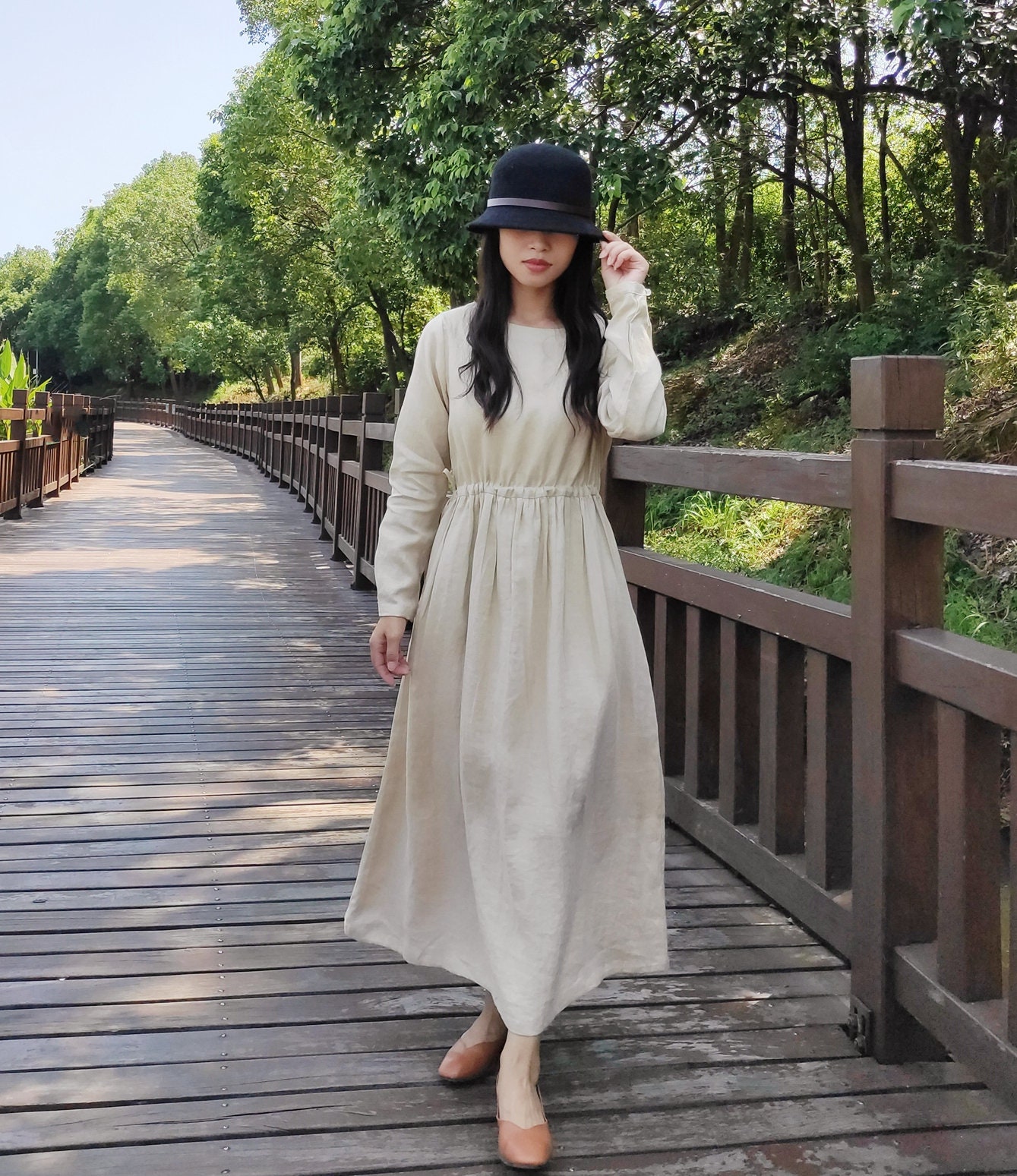 long sleeve cotton dress