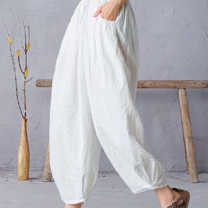 Women Elastic Waist Cotton Pants Soft Casual Loose Boho - Etsy