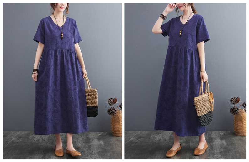 Summer Jacquard Dress Cotton Dresses Short Sleeves Dress Midi - Etsy