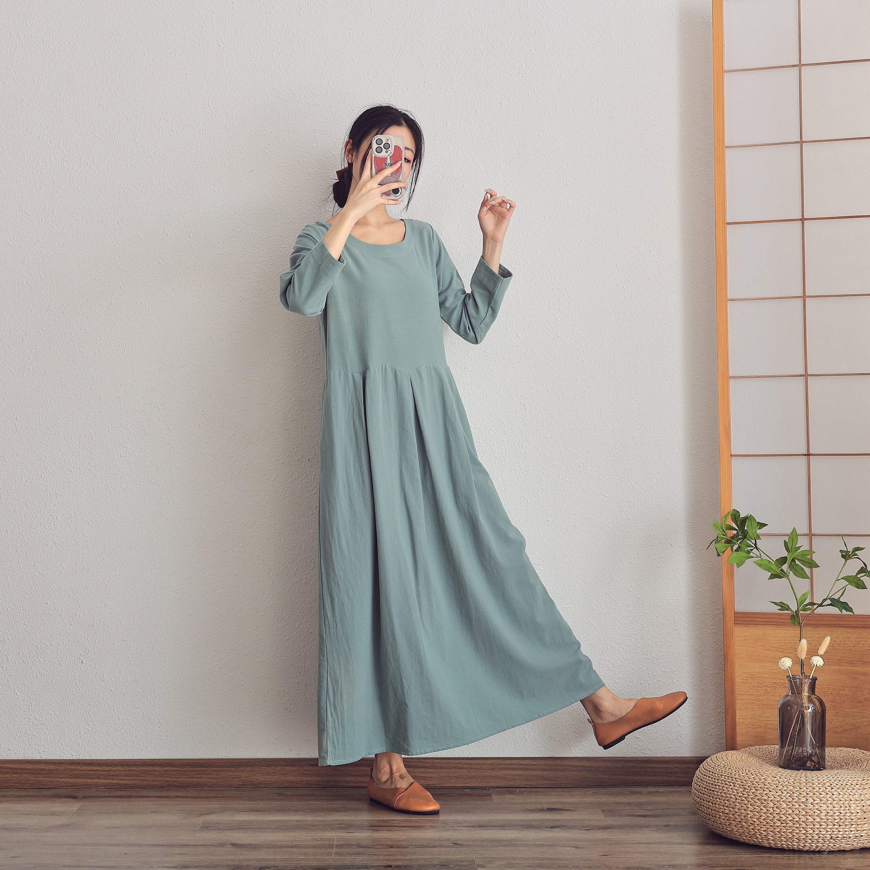 long sleeve cotton dress