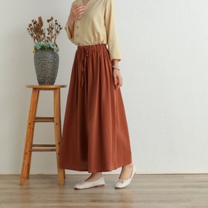 Summer Cotton Skirt Casual Loose Skirts A-line Skirt Elastic Waist Skirt Flared Midi Skirts Customized Plus Size Skirt Boho Linen Skirt image 5