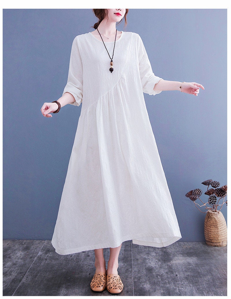 Summer Jacquard Dress Cotton Dresses Long Sleeves Dress Midi - Etsy
