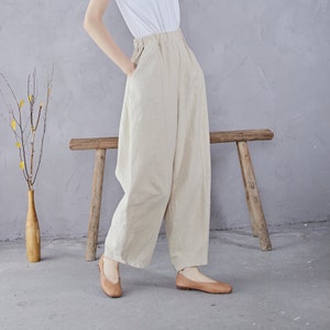 Women Elastic Waist Cotton Pants Soft Casual Loose Boho - Etsy