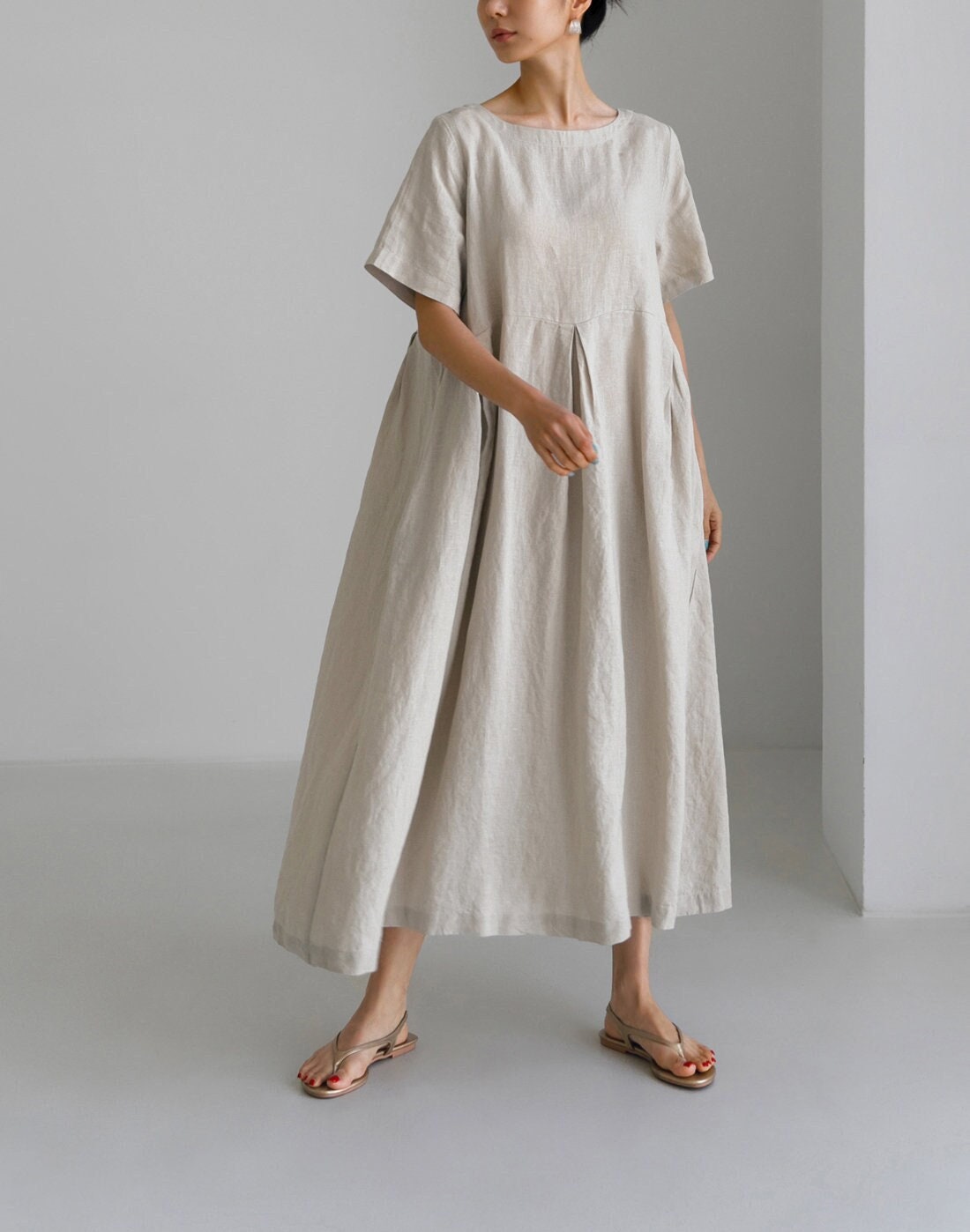 Women Summer Dress Cotton Dresses Short Sleeves Dress Long - Etsy