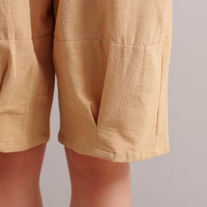 Women Pant Elastic Waist shorts cotton wide leg shorts loose casual trousers summer beach shorts Customized handmade Pants Linen Pant image 7