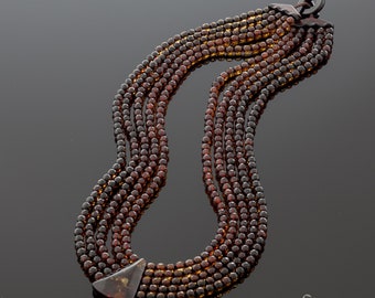 Amber necklace "Queen diamond night"