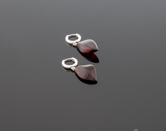 Amber earrings "Cherry leafs"