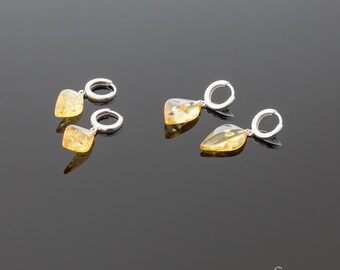 Amber earrings "Lemon leafs"