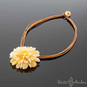 Amber brooch-pendant &quot;Royal white flower&quot;
