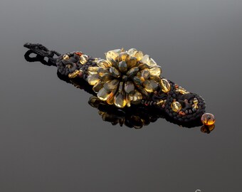 Amber bracelet "Midnight flower"