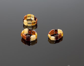 Set of amber rings "Classic multi color"