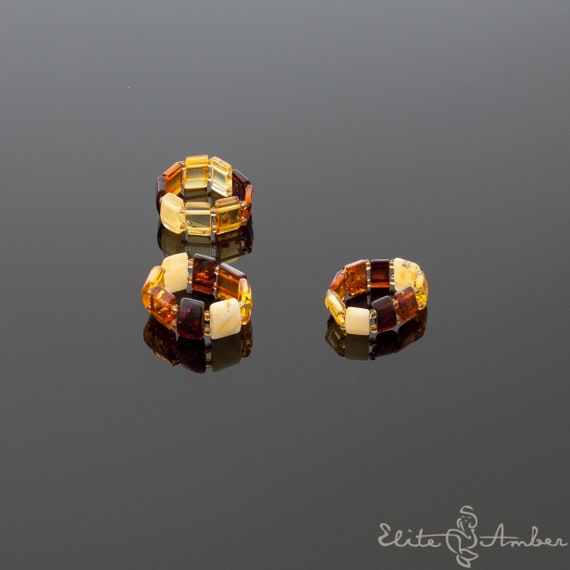 Set of amber rings "Classic multi color"
