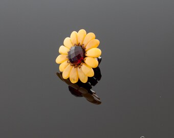 Amber ring "Sunflower"