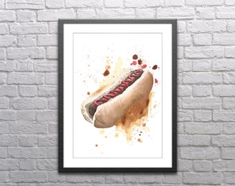 Pintura de perritos calientes - Impresión Giclée