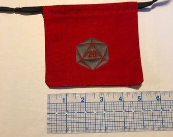 Drawstring Dice Bags with Vinyl printed D20 on one side