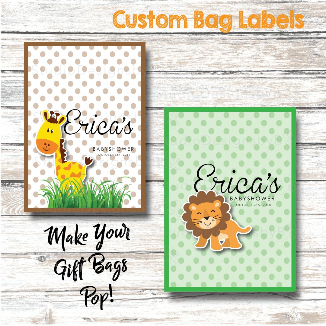 Safari Baby Shower Gift Bag Labels..jungle Theme Baby Shower Etsy