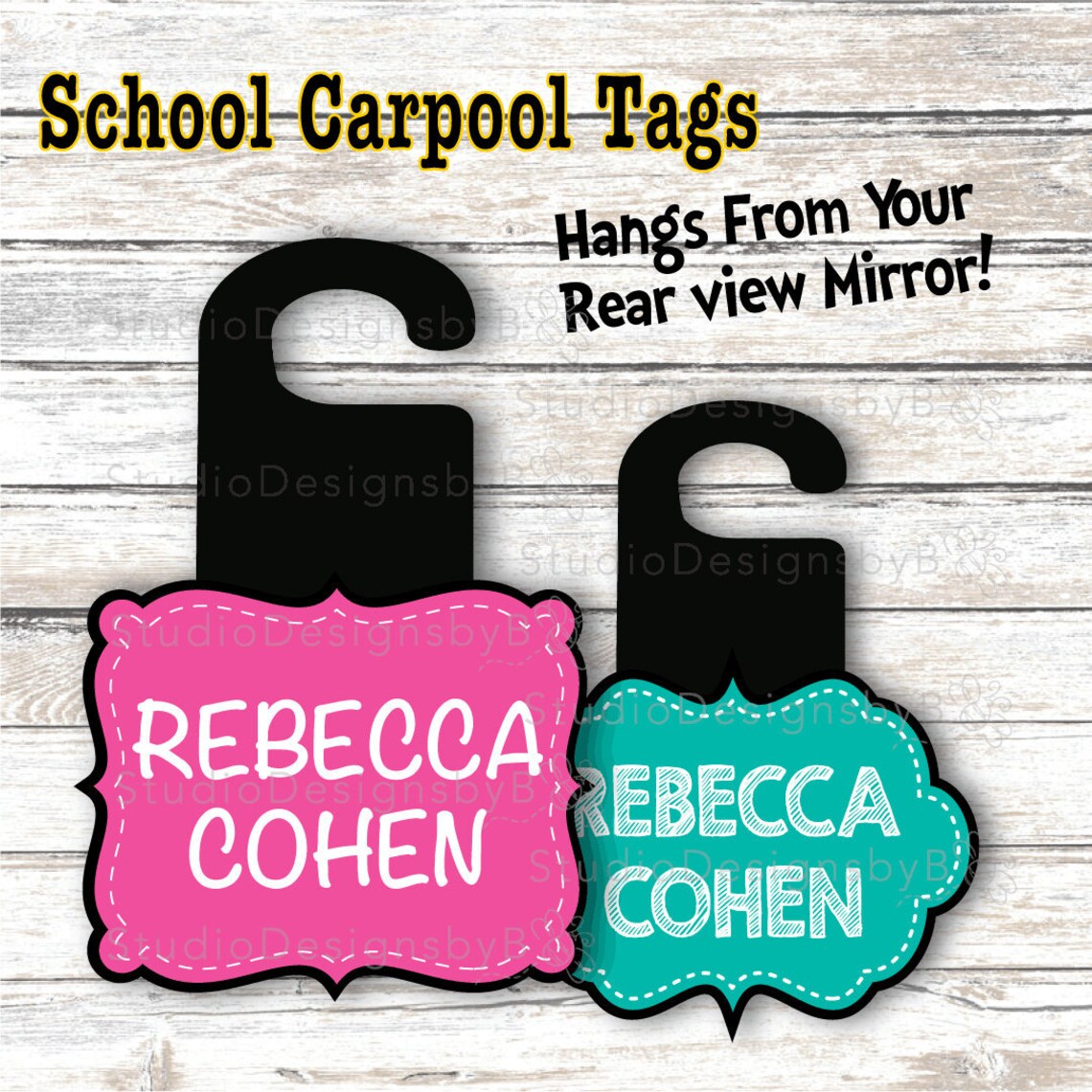 School Carpool Tags Car Rider Tag School Pick up Sign Etsy