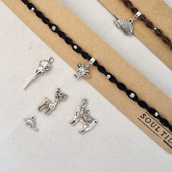 Animal Charm Choker - Hedgehog - Llama Dinosaur - Deer - Doe - Cow - Bird Skull - wide range of colours!