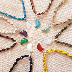 STONE MOON CHOKER Macrame Necklace - Assorted Colours