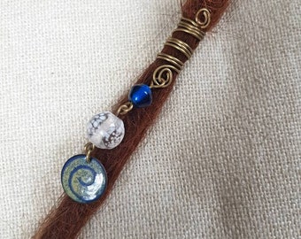 Unique Hair Accessory - brass hair jewellery for plaits and dreadlocks - upcycled beads