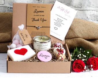 Personalised thank you  gift set, A pamper gift box containing high quality products suitable for vegans