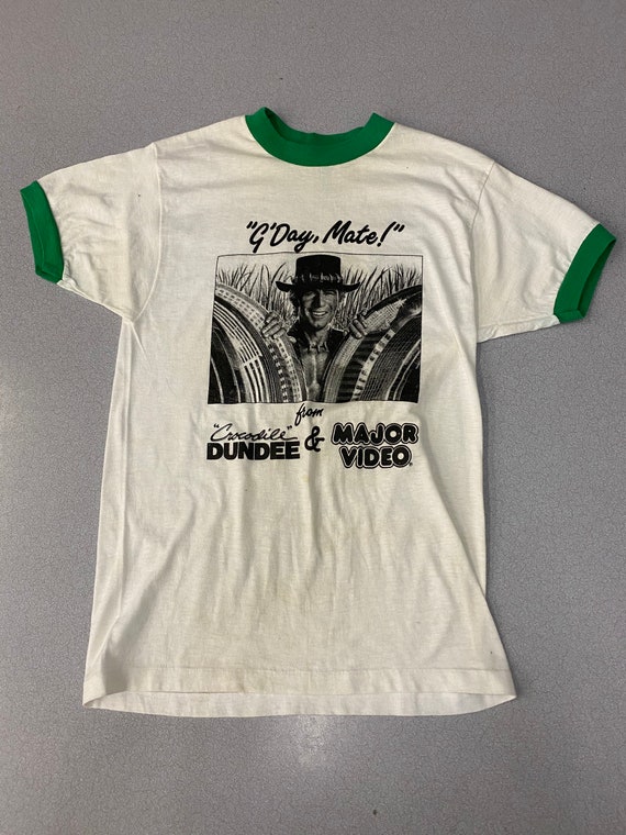 Vintage 80s Crocodile Dundee ringer T shirt