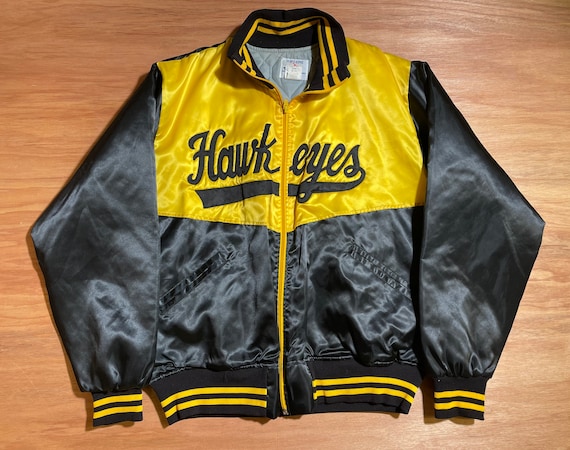 Vintage 1980s Iowa Hawkeyes Satin Bomber Jacket