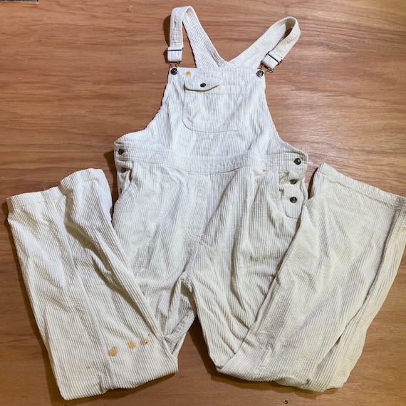 Vintage 90s Corduroy White Overalls