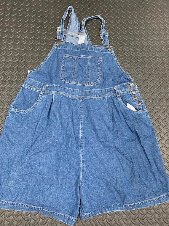 dark wash overall shorts
