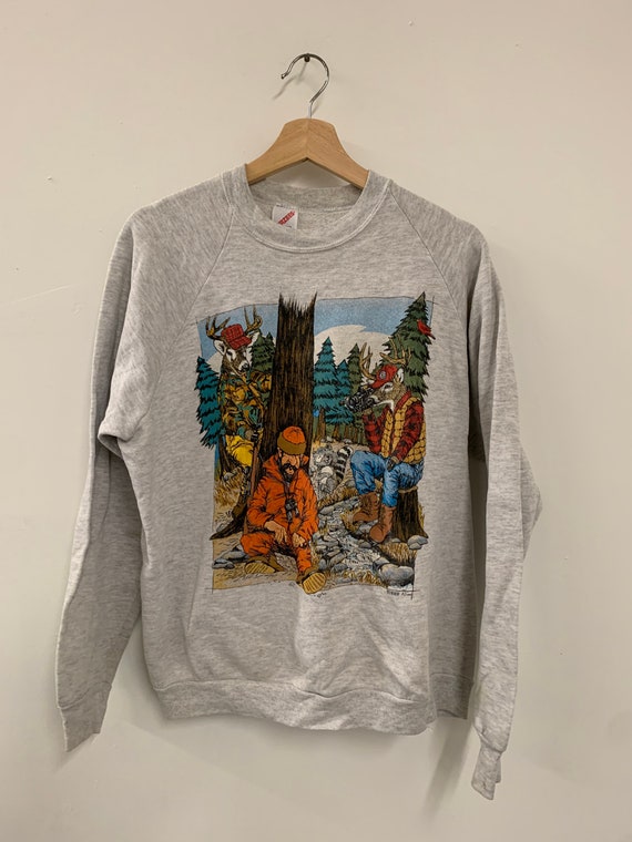 Vintage 90s Hunter and Deer Parody Comedy Crewneck