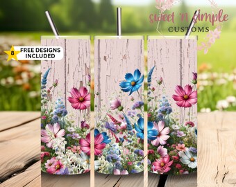 Diseño de sublimación Wildflower 20oz, PNG DESCARGA DIGITAL solamente