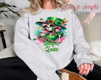 Lucky Latte: St. Patrick's Day Skelett Kaffee Design für Sublimation oder DTF