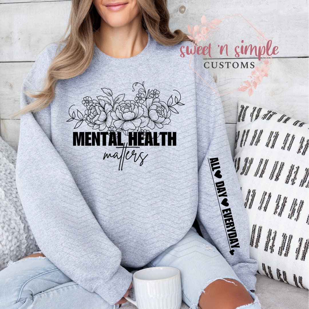 Mental Health Matters: Floral PNG Sweater Design for a Positive Mindset ...