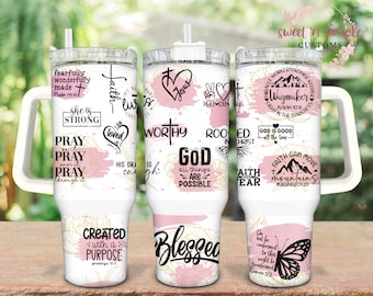 Faith Positive Affirmations, 40oz Tumbler Wrap, God Quotes Tumbler Sublimation Design, Boho Design, Digital Download Sublimation PNG