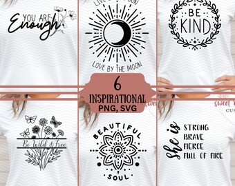 Boho Style SVG PNG Sublimation DTF Bundle - Inspirational Tshirt Designs