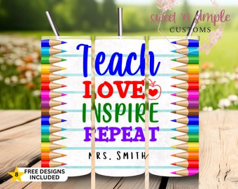 Inspirierendes Geschenk für Lehrer: 200z Teach Love Inspire Wiedersehen Sublimation PNG