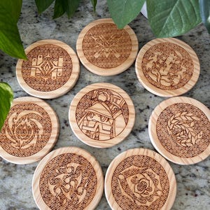 Video Game Coasters | Honkai | Paths | Wooden 4&quot; Coasters